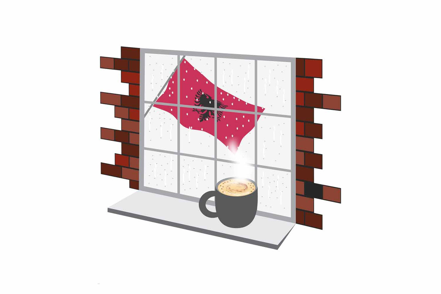 Albania Coffee Rain Window Fridge Magnet