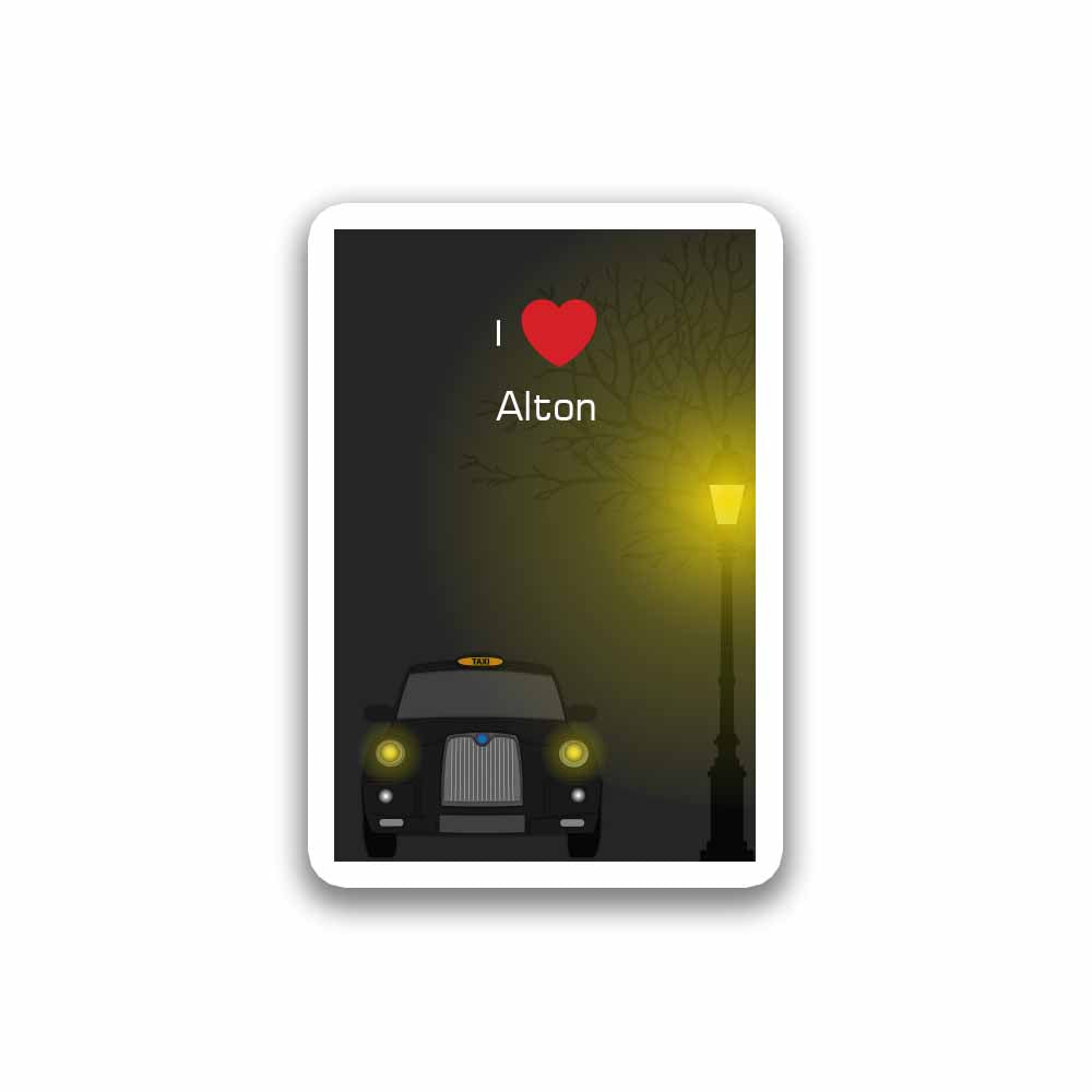 Alton Taxi Black Fridge Magnet