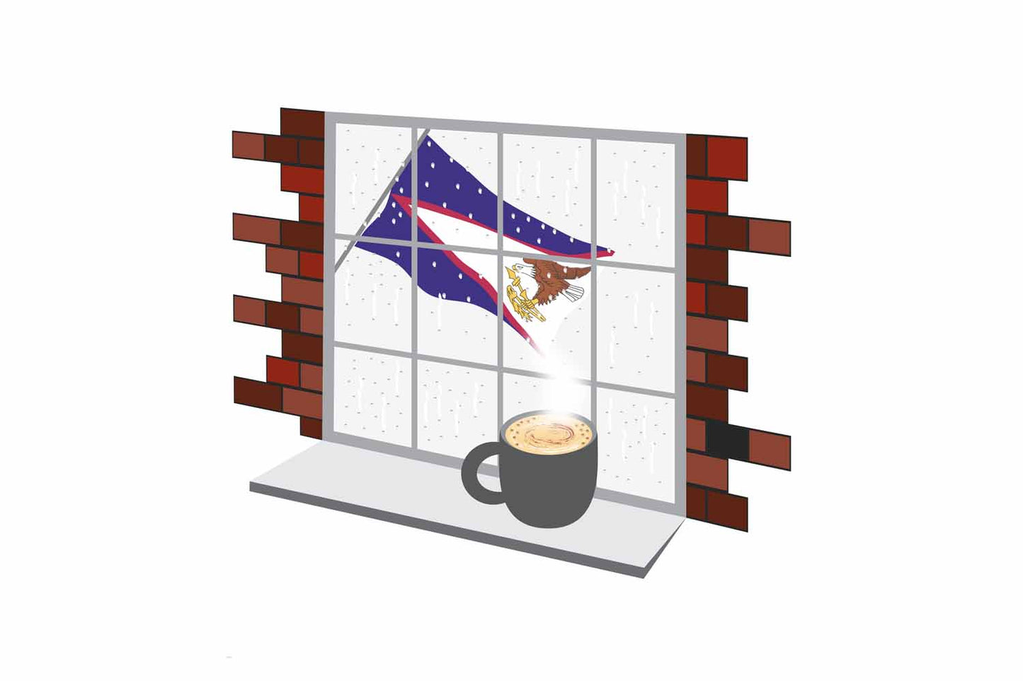 American Samoa Coffee Rain Window Fridge Magnet