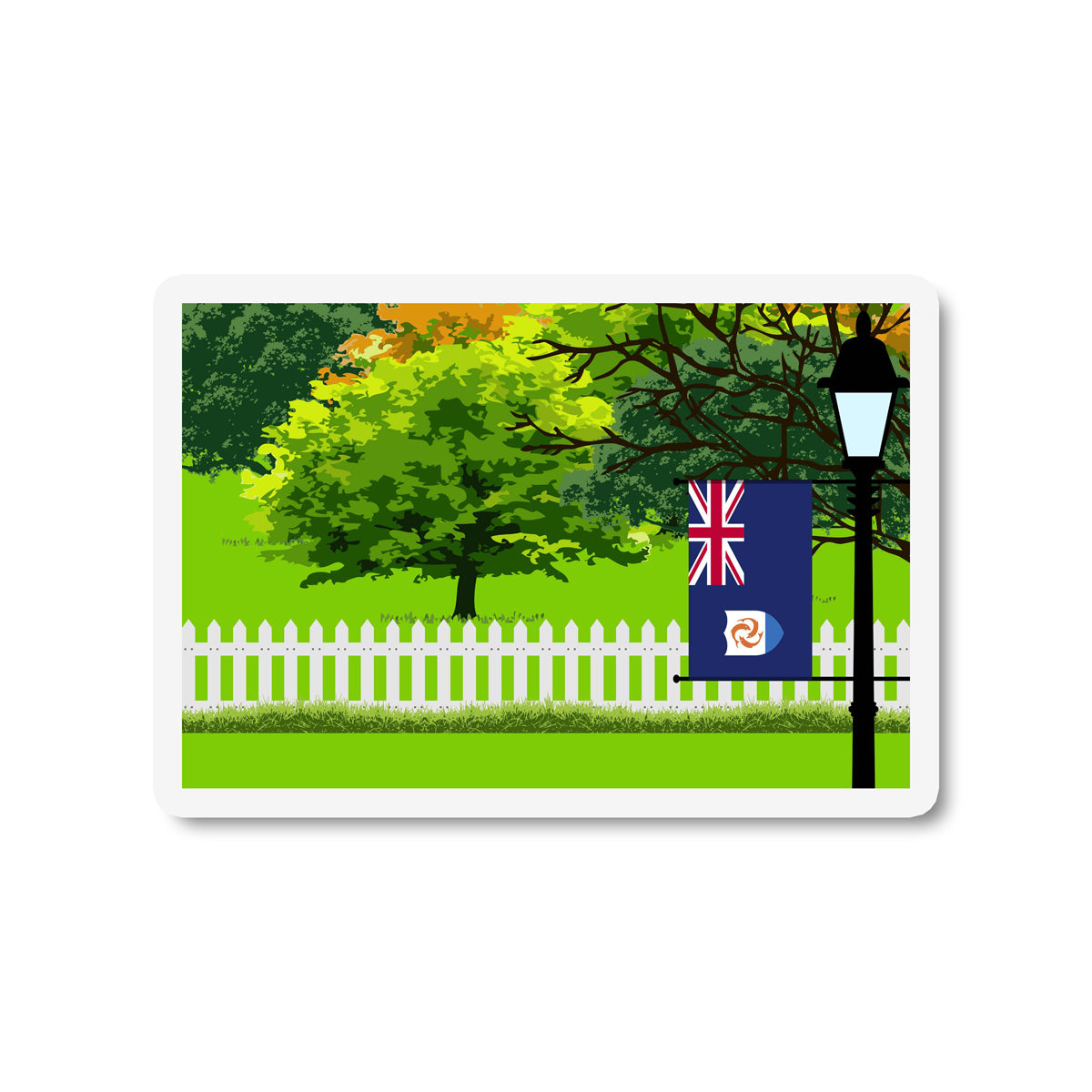 Anguilla Trees Street Lamp Fridge Magnet
