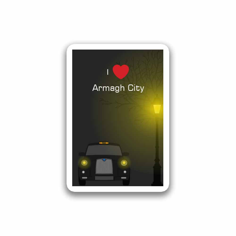 Armagh City Taxi Black Fridge Magnet