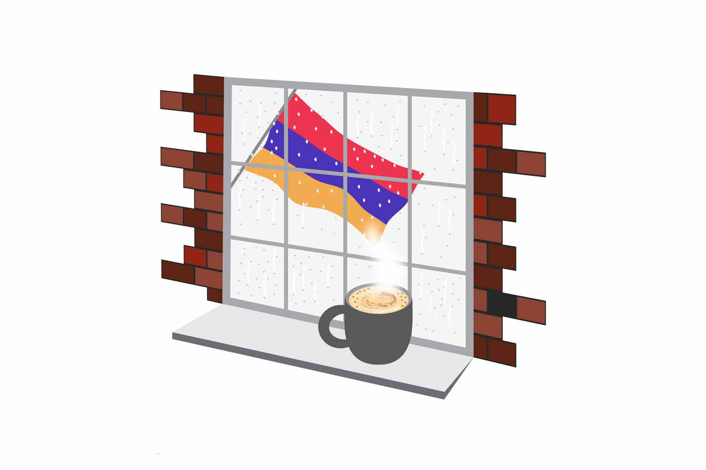 Armenia Coffee Rain Window Fridge Magnet
