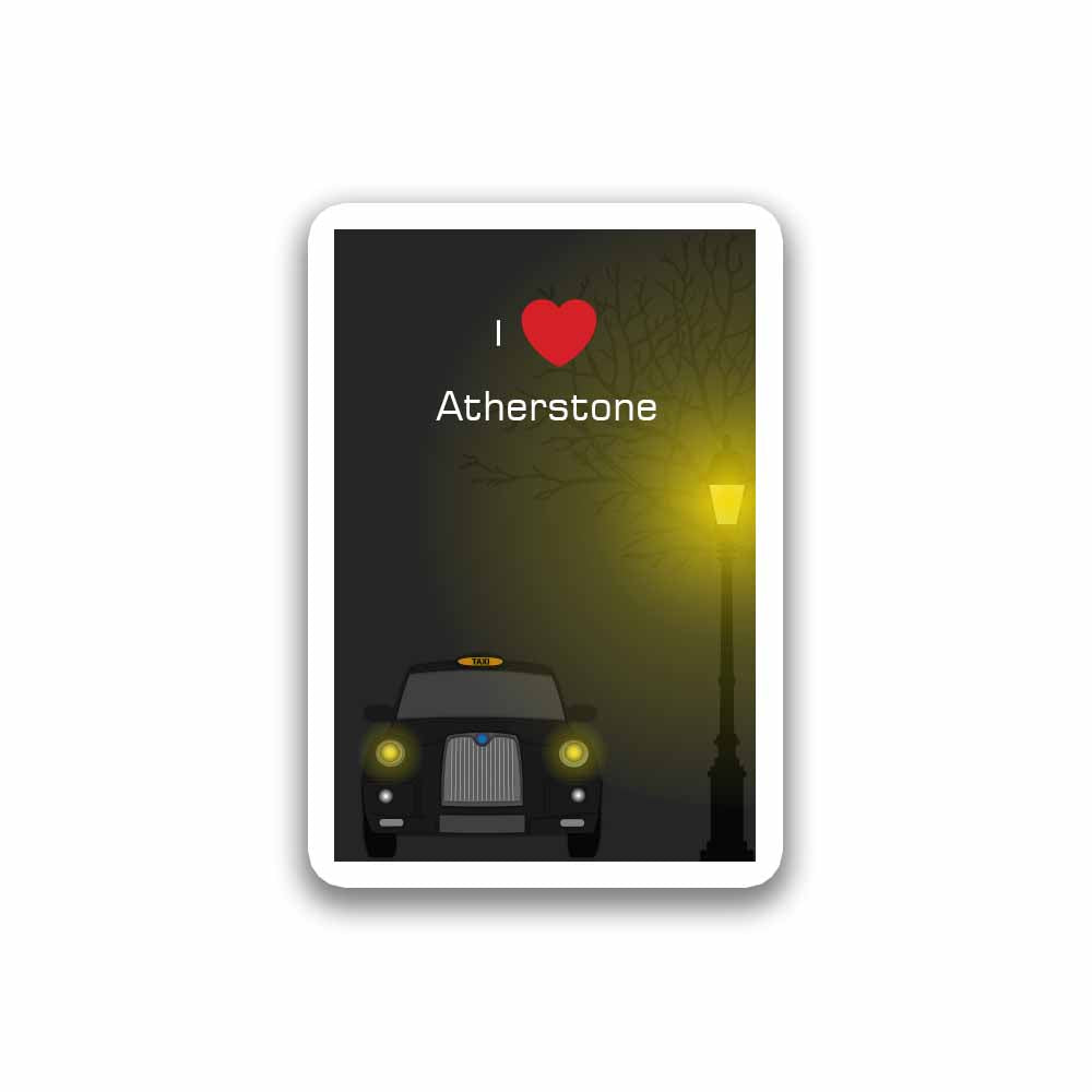 Atherstone Taxi Black Fridge Magnet