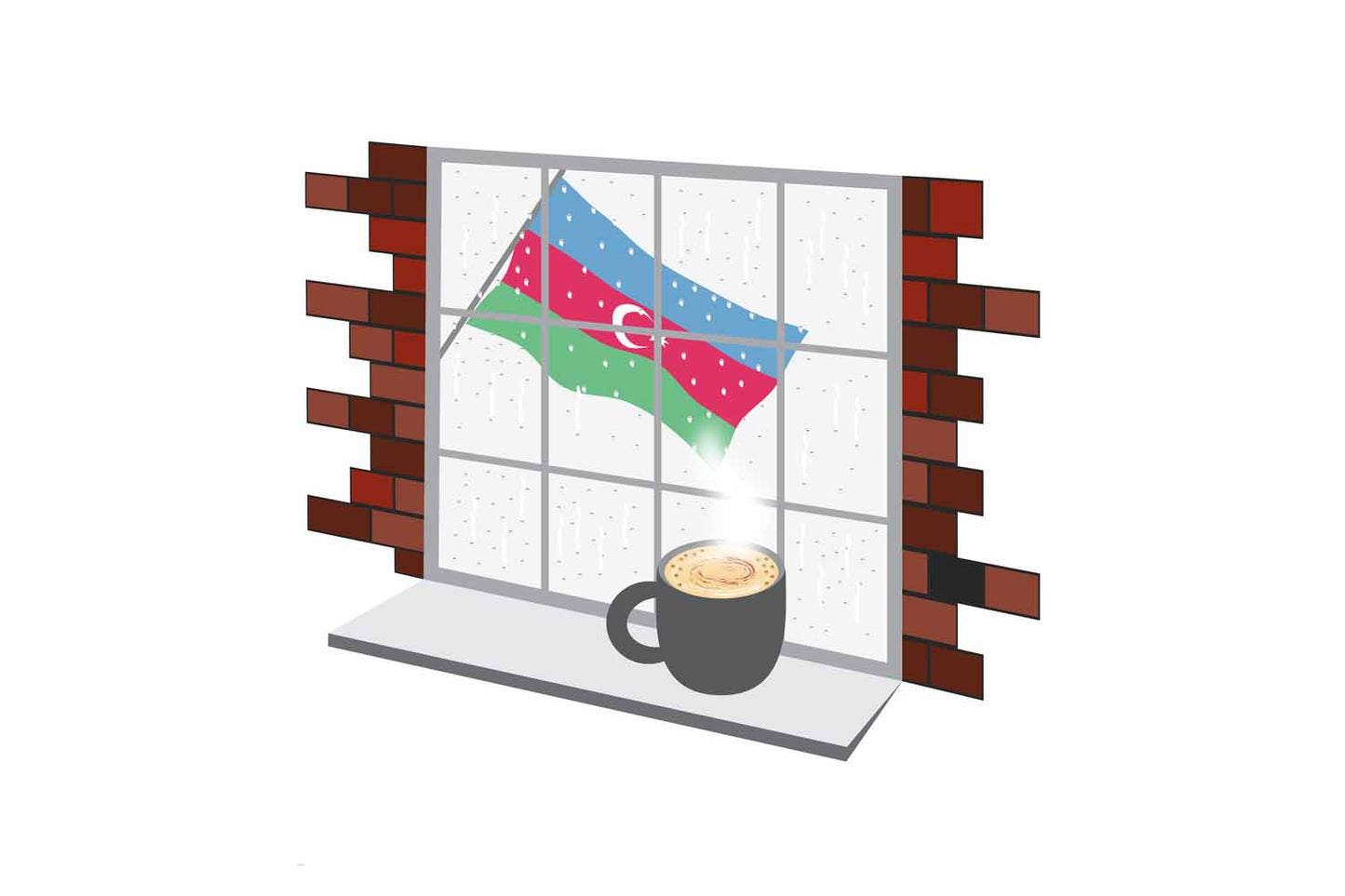 Azerbaijan Coffee Rain Window Fridge Magnet