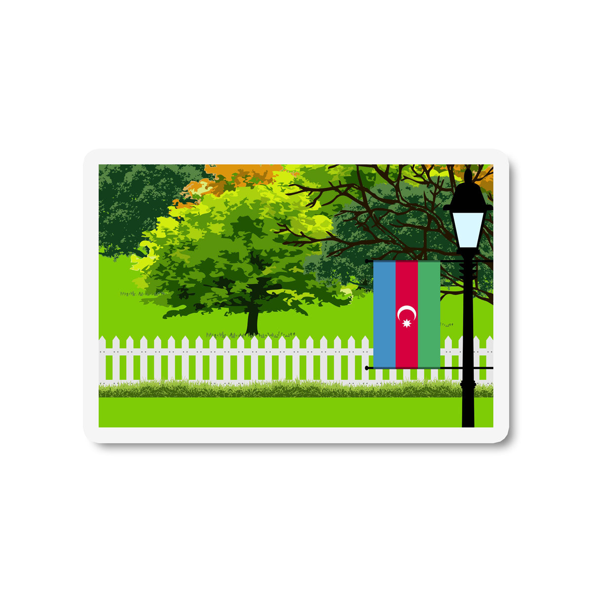 Azerbaijan Trees Street Lamp Fridge Magnet