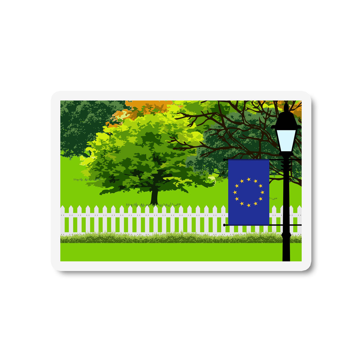 European Union Trees Street Lamp Magnet
