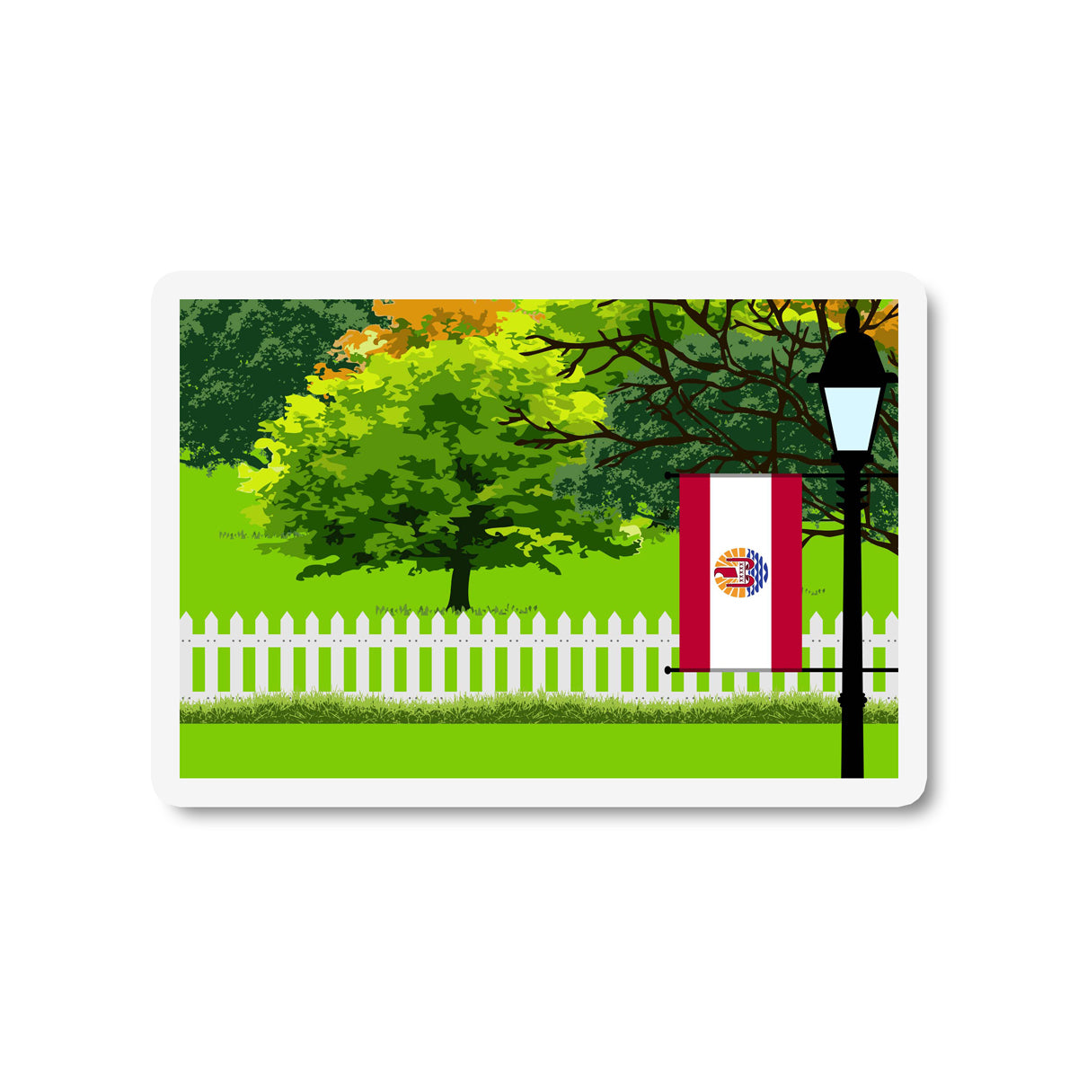 French Polynesia Trees Street Lamp Magnet