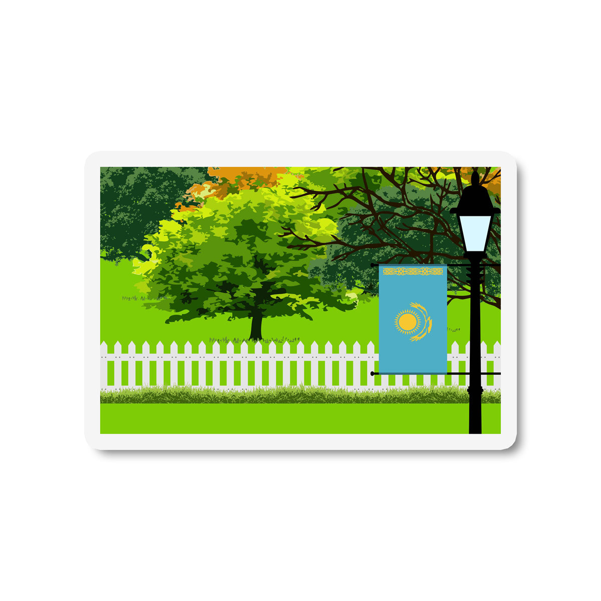 Kazakhstan Trees Street Lamp Magnet