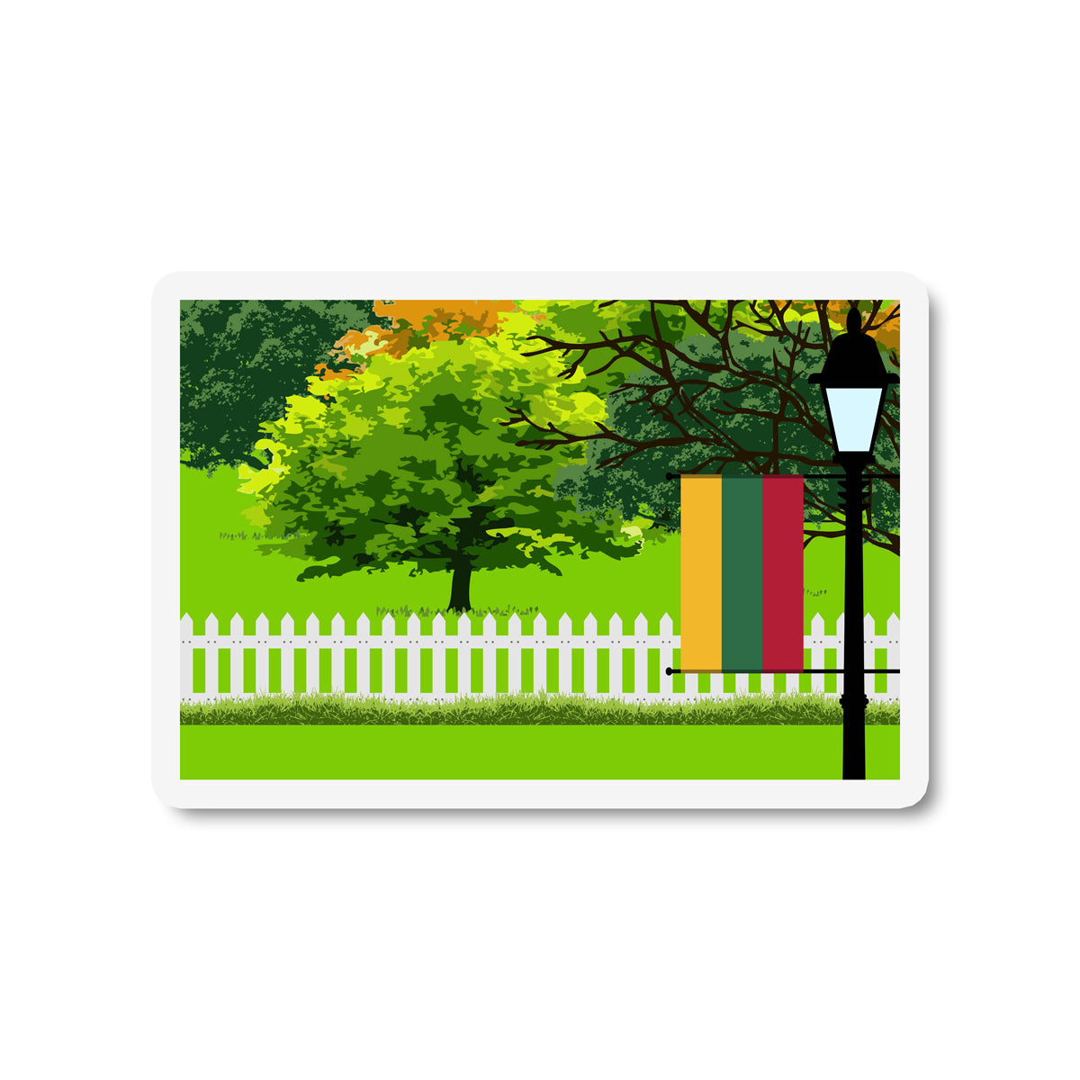 Lithuania Trees Street Lamp Magnet