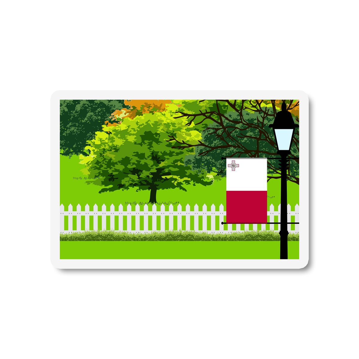Malta Trees Street Lamp Magnet