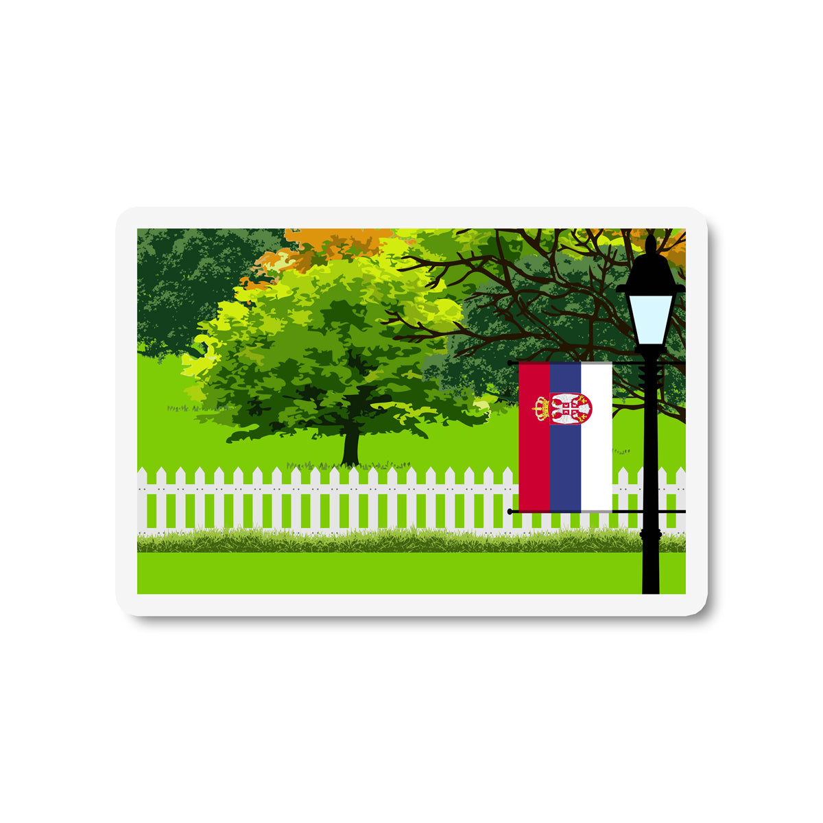 Serbia Trees Street Lamp Magnet