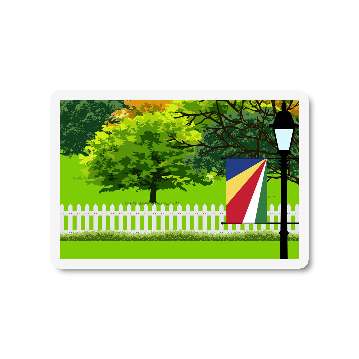Seychelles Trees Street Lamp Magnet