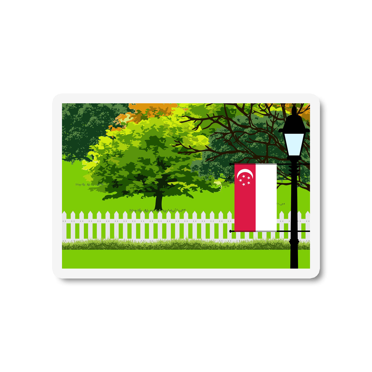 Singapore Trees Street Lamp Magnet