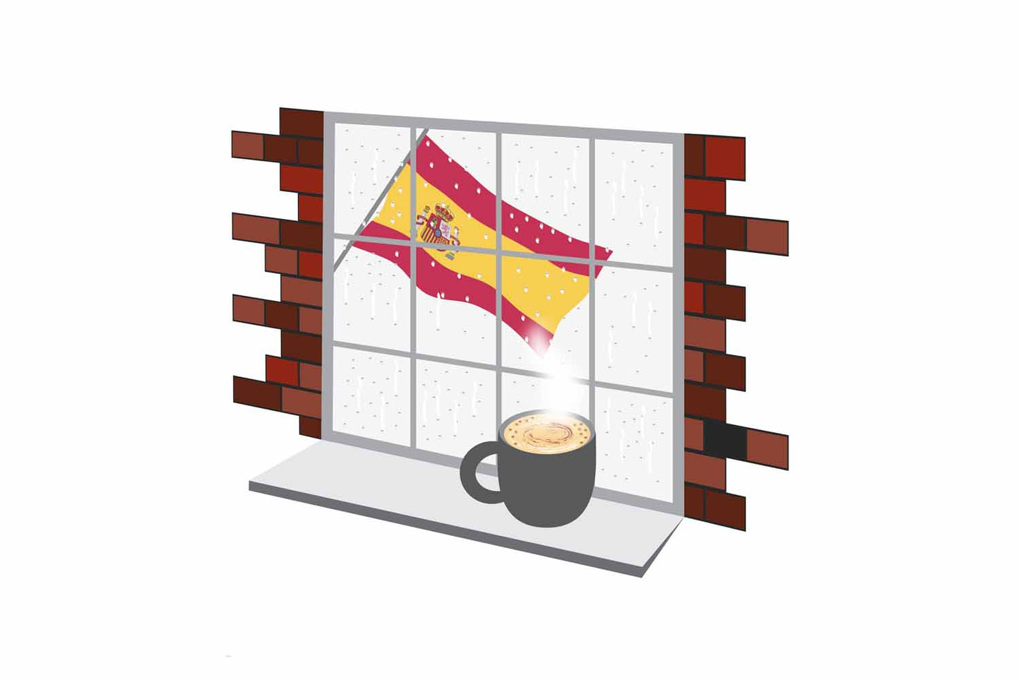 Spain Coffee Rain Window Fridge Magnet