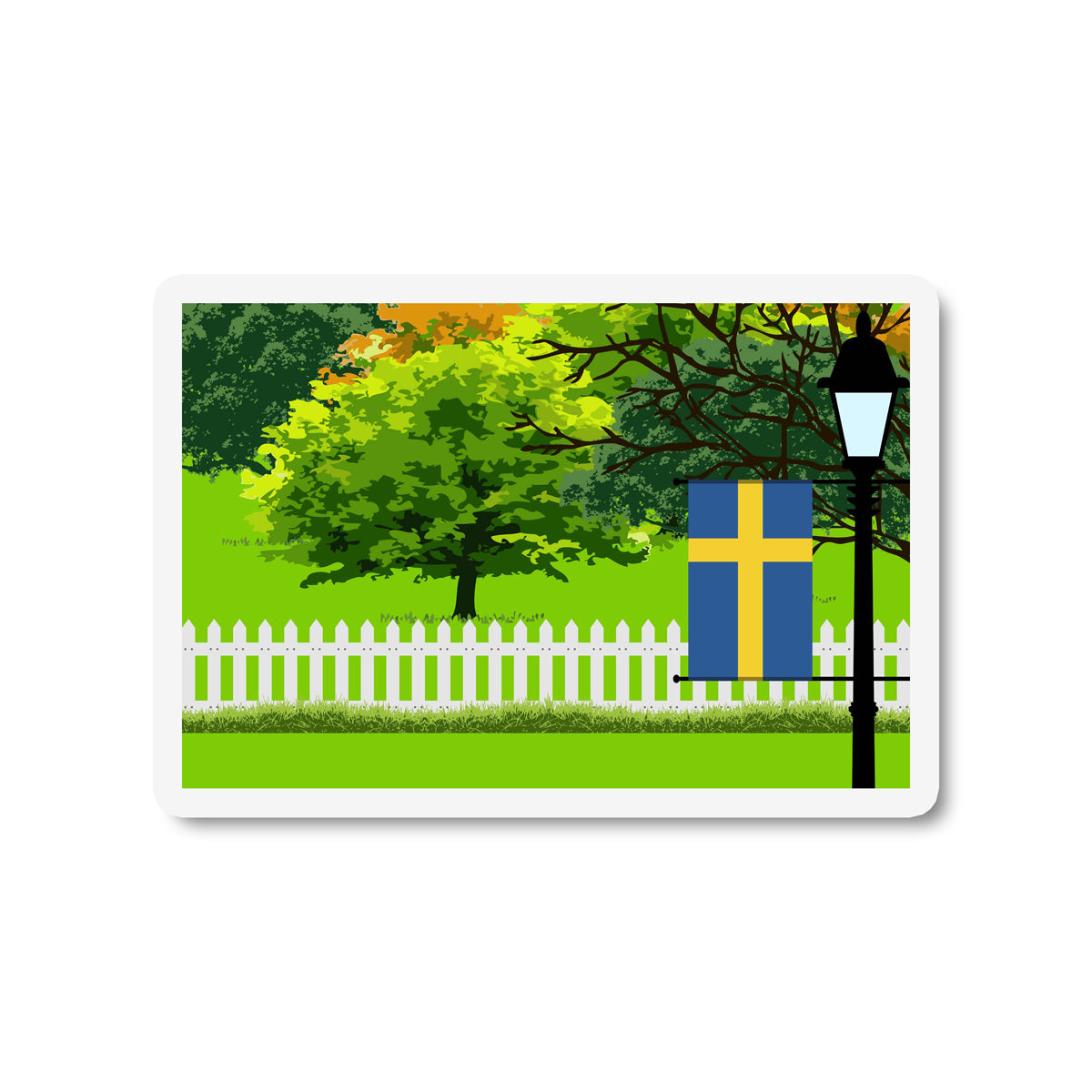 Sweden Trees Street Lamp Magnet