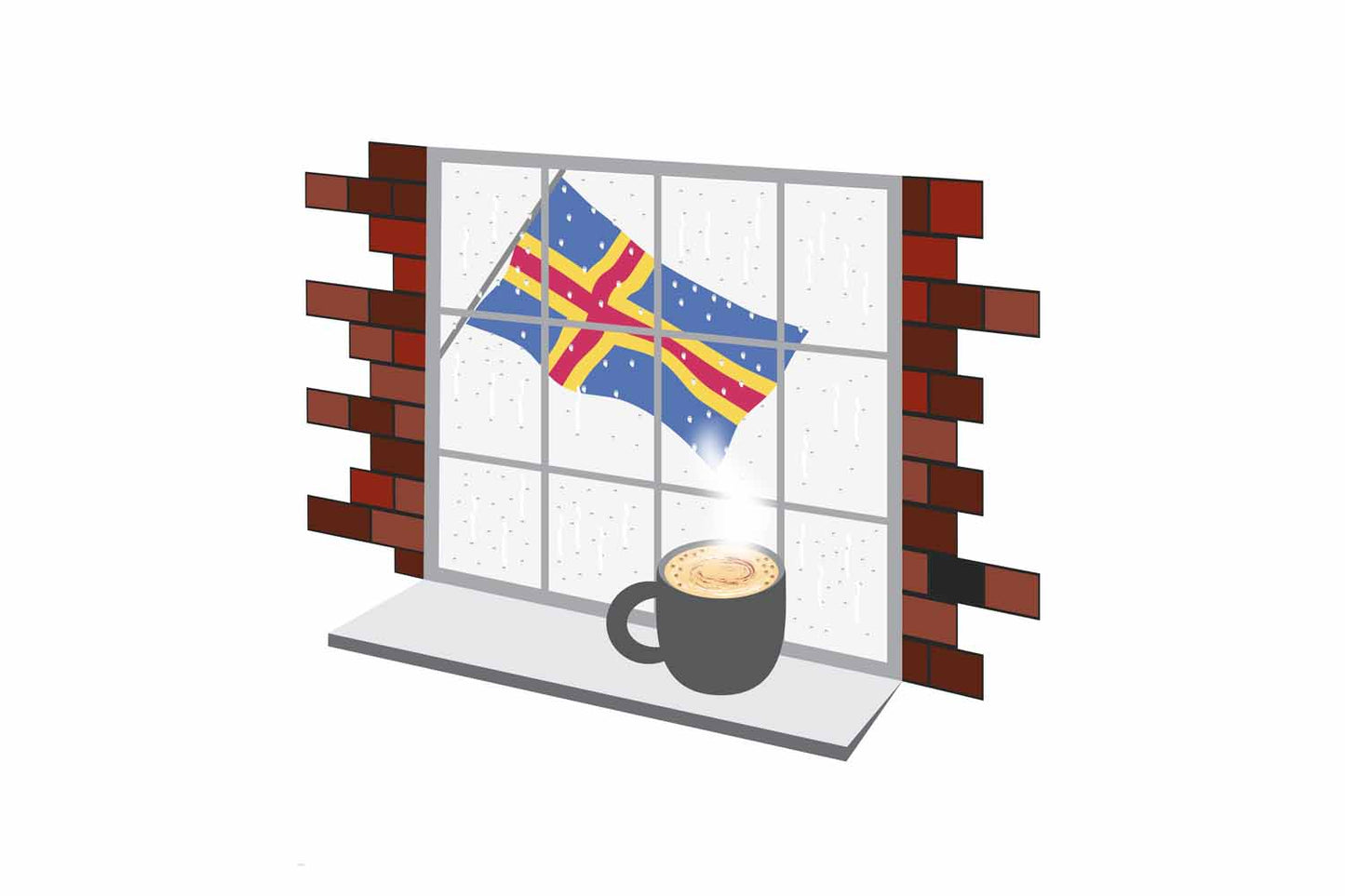 Aland Coffee Rain Window Magnet