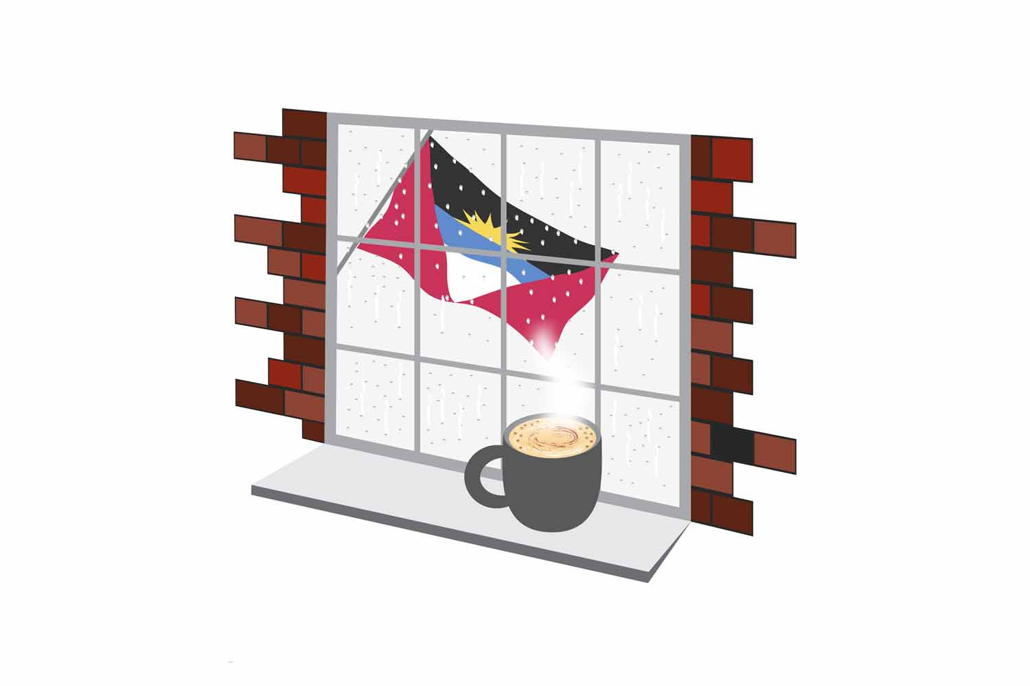 Antigua and Barbuda Coffee Rain Window Fridge Magnet