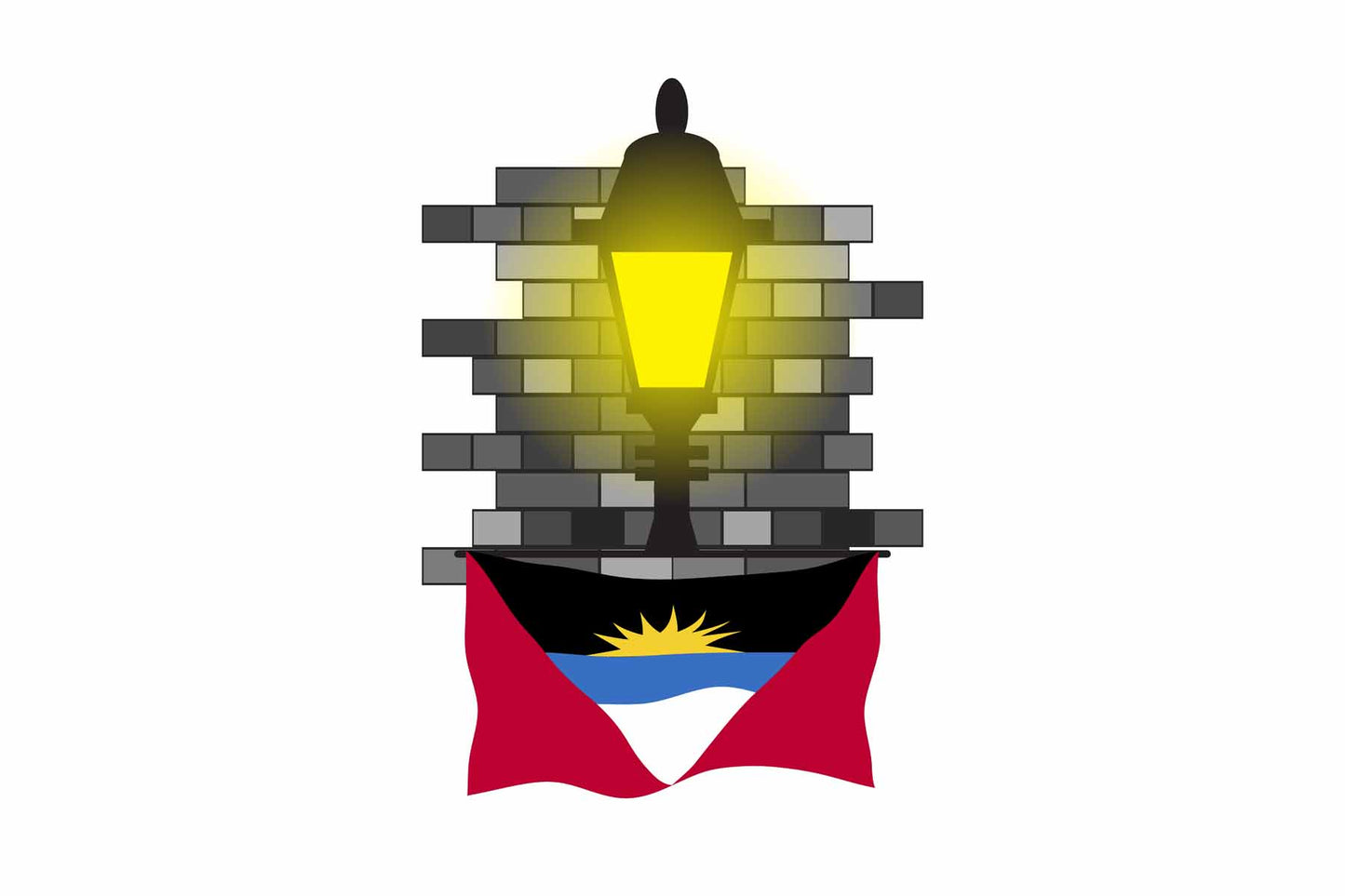 Antigua and Barbuda Street Lamp Bricks Fridge Magnet