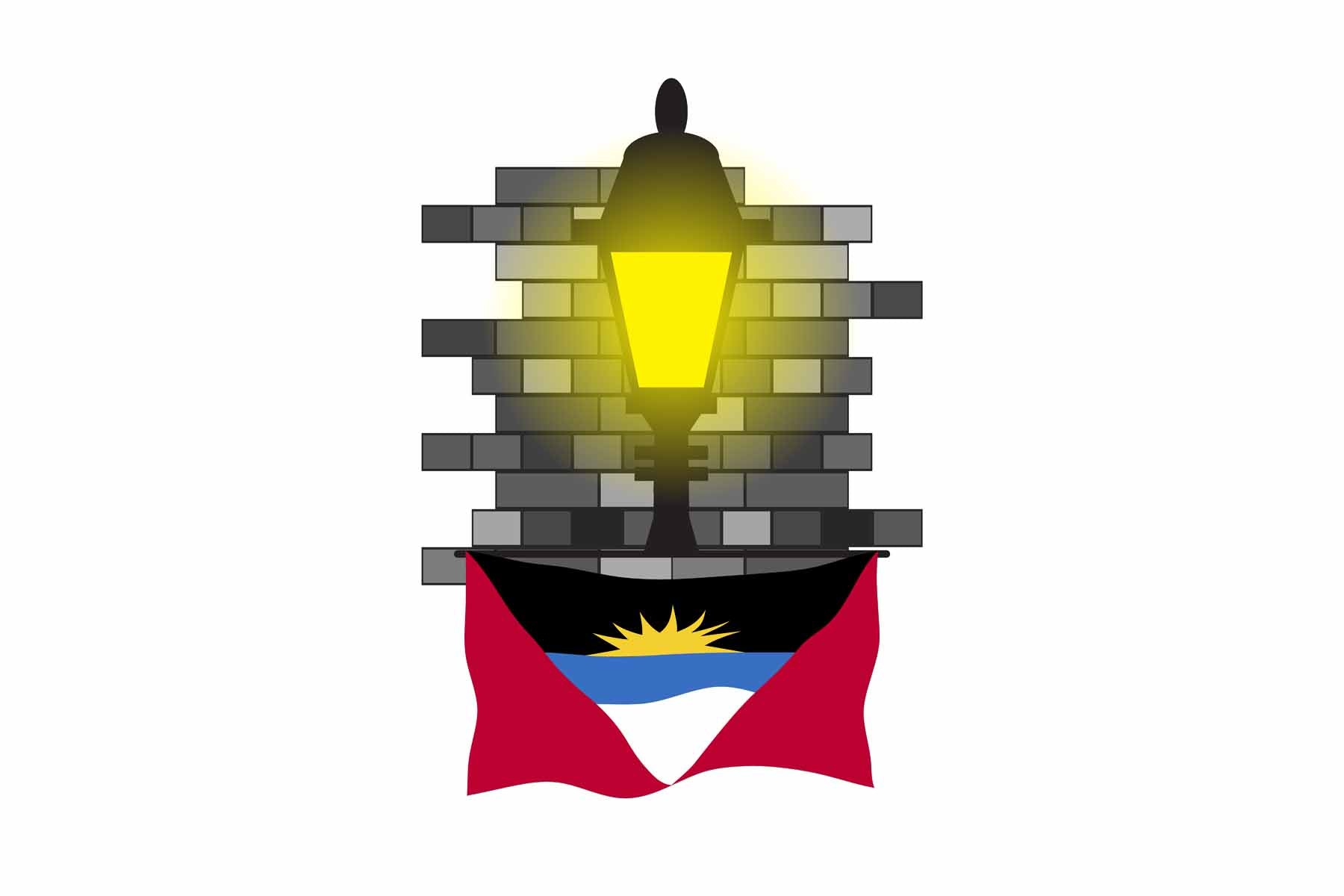 Antigua and Barbuda Street Lamp Bricks Fridge Magnet
