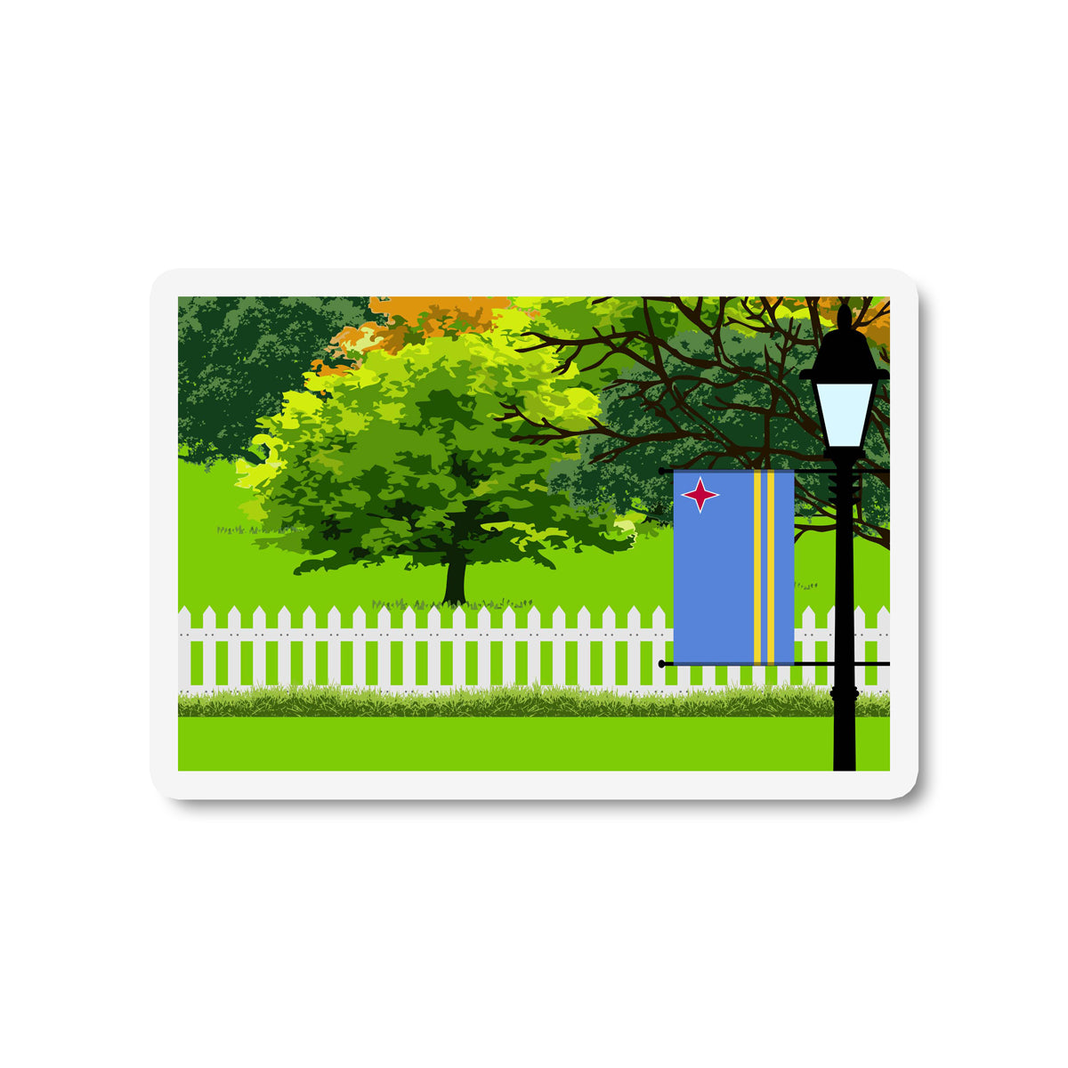 Aruba Trees Street Lamp Fridge Magnet