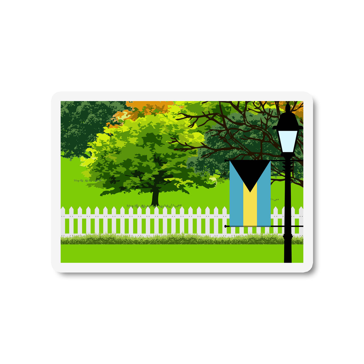 Bahamas Trees Street Lamp Fridge Magnet