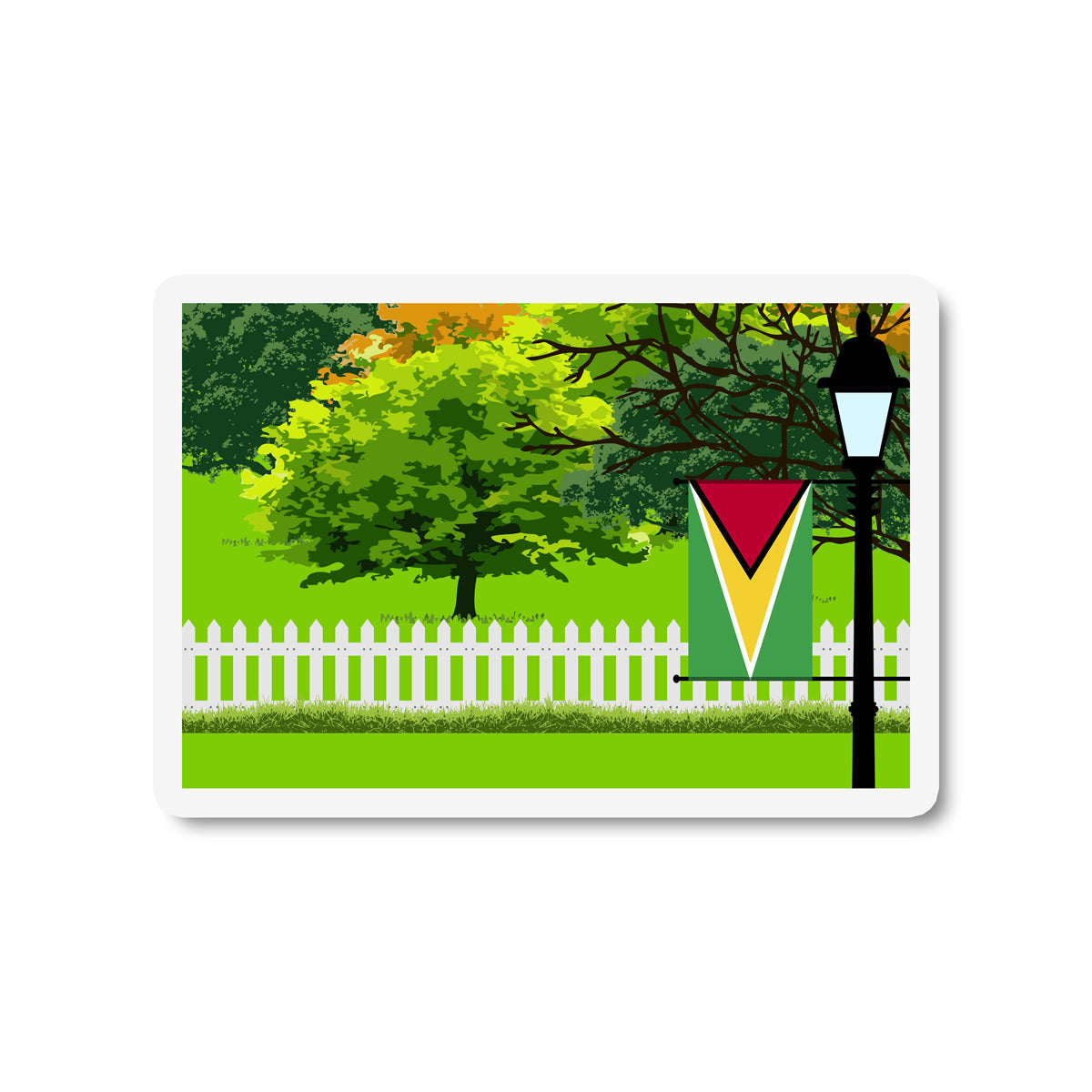 Guyana Trees Street Lamp Fridge Magnet