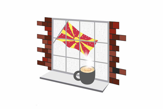 Macedonia Coffee Rain Window Magnet