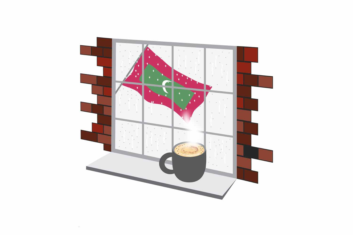 Maldives Coffee Rain Window Magnet