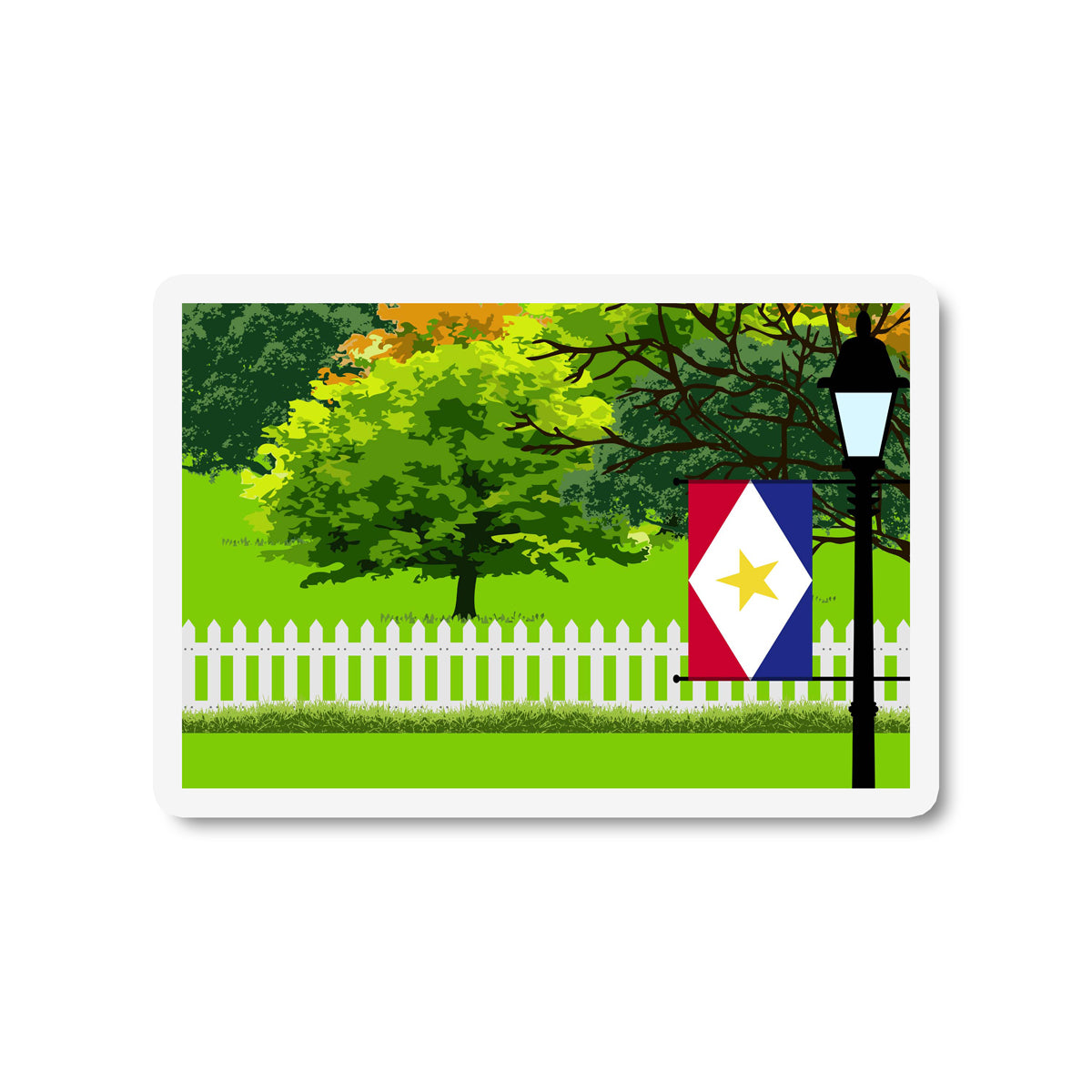 Saba Trees Street Lamp Fridge Magnet