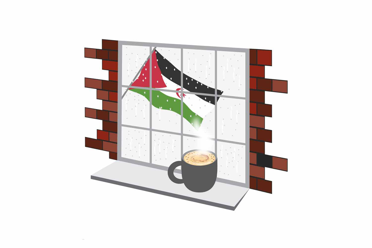 Western Sahara Coffee Rain Window Magnet